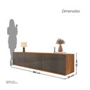 Ver imagem 4 de Rack para TV até 60 Polegadas MDF 180cm 2 Portas 1 Gaveta Eros Cinza