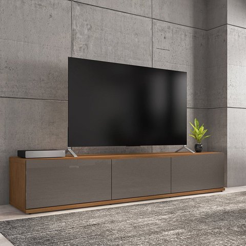 Rack para TV até 60 Polegadas MDF 180cm 2 Portas 1 Gaveta Eros Cinza