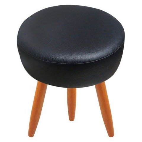 Puff Redondo Corano Preto Pés Palito