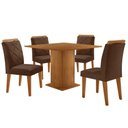 Ver imagem 2 de Mesa de Jantar Loren 90cm Tampo Mdf Canto Reto e 4 Cadeiras Melissa Moderna Mobília