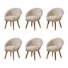 Kit 6 Poltronas Canastra Decorativa para Recepção Estofado Veludo Bege Pés Palito - 1