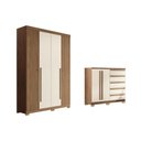 Ver imagem 1 de Guarda Roupa +cômoda 2 Peças Qc330 Jatoba/areia - Santos Andirá