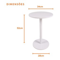 Mesa de Apoio para Salas Quarto Hall Consultório Branca Redonda  Luxo - 2