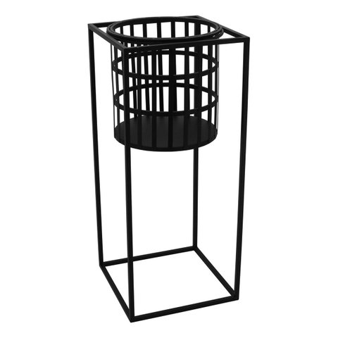 Cachepô Vaso Decorativo Planta Metal 65x28x28cm Preto