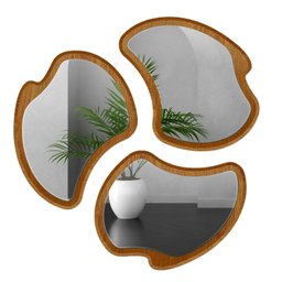 Conjunto 3 Espelhos Orgânicos Moldura em Mdf Miraggio - 3