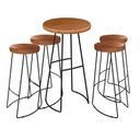 Ver imagem 1 de Conjunto Mesa Bistrô Alta e 4 Banquetas Estilo Industrial Aura D09 Peroba - Mpozenato