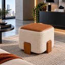 Ver imagem 1 de Puff Azaléia Decorativo Estofado com Design Moderno e Base em Madeira