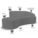 Ver imagem 3 de Sofá 3 Lugares Curvo Sala de Estar Living Firenze Direito D02 Corano Cinza 230 cm C-03 - Lyam