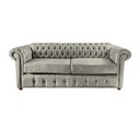 Ver imagem 2 de Sofá Chesterfield Luiz XV 2,30 c. Ecológico Cinza sala de estar/recepção/ barbearia