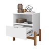 Mesa de Cabeceira Antares 1 Gaveta - Branco C/ Cedro - 5