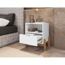 Ver imagem 3 de Mesa de Cabeceira Antares 1 Gaveta - Branco C/ Cedro