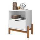 Ver imagem 1 de Mesa de Cabeceira Antares 1 Gaveta - Branco C/ Cedro