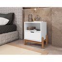 Ver imagem 4 de Mesa de Cabeceira Antares 1 Gaveta - Branco C/ Cedro