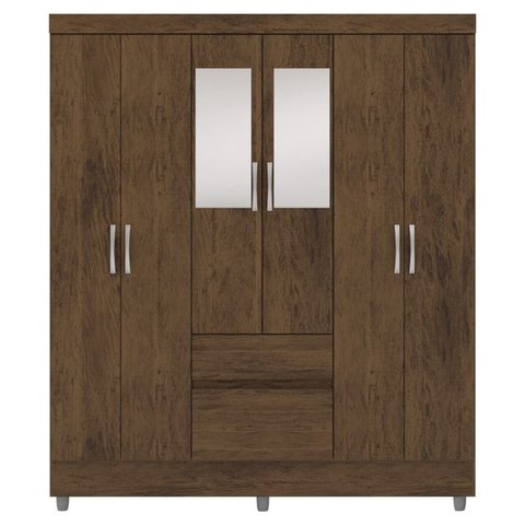 Guarda Roupa Casal 6p 2g Espelho 153 Cm Imbuia Vlr