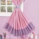 Ver imagem 3 de Cortina Infantil Little Girl para Varão Simples com Abraçadeiras - Rosa