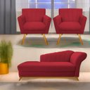 Ver imagem 1 de Kit Diva Recamier Vanessa 160cm Lado Esquerdo e 02 Poltronas Laura Suede - Doce Sonho Móveis RECAMIE