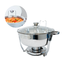 Ver imagem 1 de Rechaud Redondo Banho Maria Gourmet Aço Inox 5 Litros com Tampa de Vidro - Brinovar