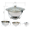 Ver imagem 2 de Rechaud Redondo Banho Maria Gourmet Aço Inox 5 Litros com Tampa de Vidro - Brinovar