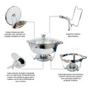 Ver mais imagens de Rechaud Redondo Banho Maria Gourmet Aço Inox 5 Litros com Tampa de Vidro - Brinovar