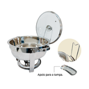 Ver imagem 6 de Rechaud Redondo Banho Maria Gourmet Aço Inox 5 Litros com Tampa de Vidro - Brinovar