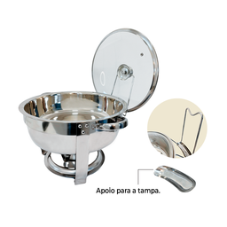Rechaud Redondo Banho Maria Gourmet Aço Inox 5 Litros com Tampa de Vidro - Brinovar - 8