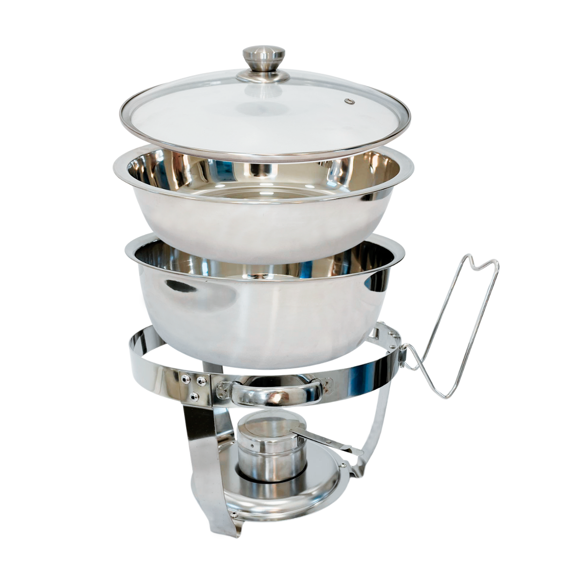 Rechaud Redondo Banho Maria Gourmet Aço Inox 5 Litros com Tampa de Vidro - Brinovar - 7