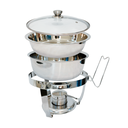Ver imagem 5 de Rechaud Redondo Banho Maria Gourmet Aço Inox 5 Litros com Tampa de Vidro - Brinovar