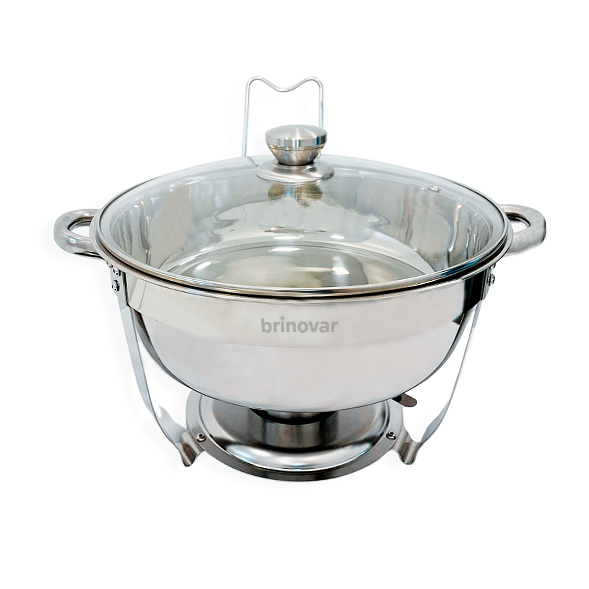 Rechaud Redondo Banho Maria Gourmet Aço Inox 5 Litros com Tampa de Vidro - Brinovar - 6