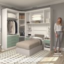 Ver imagem 2 de Quarto de Canto Solteiro com Guarda Roupas e Mesas de Cabeceira Alpes Luciane Móveis