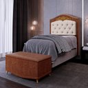 Ver imagem 2 de Cabeceira Cama Box Solteiro 90cm Com Calçadeira Baú Imperial J02 Facto Marrom/Bege- Mpozenato