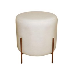 Puff Banqueta Decorativa Base Pés Bronze Linho Ivy Bege - 1