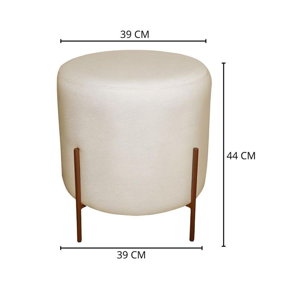 Puff Banqueta Decorativa Base Pés Bronze Linho Ivy Bege - 6