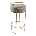 Ver imagem 3 de Banqueta Olivia em Linho e Base Metal Dourado Linho Bege Claro