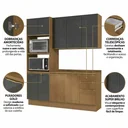 Ver imagem 5 de Cozinha Compacta Modulada 3 Peças com Torre Quente e Balcão com Tampo 230 x 190cm Vibra Canela/Grafite