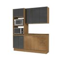 Ver imagem 2 de Cozinha Compacta Modulada 3 Peças com Torre Quente e Balcão com Tampo 230 x 190cm Vibra Canela/Grafite