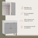 Ver imagem 6 de Gabinete de Banheiro com Pia CR10162 4 Portas MDP 80cm Branco-Fumê Multimóveis