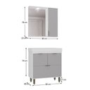 Ver imagem 5 de Gabinete de Banheiro com Pia CR10162 4 Portas MDP 80cm Branco-Fumê Multimóveis