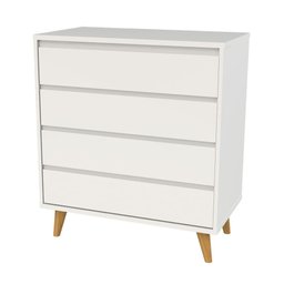 Quarto de Bebê Lorena Guarda Roupa 3 Porta com Gavetas Cômoda Infantil 4 Gavetas Branco Fosco - 3