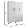 Quarto de Bebê Lorena Guarda Roupa 3 Porta com Gavetas Cômoda Infantil 4 Gavetas Branco Fosco - 7