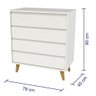 Quarto de Bebê Lorena Guarda Roupa 3 Porta com Gavetas Cômoda Infantil 4 Gavetas Branco Fosco - 4