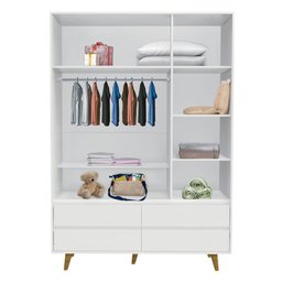 Quarto de Bebê Lorena Guarda Roupa 3 Porta com Gavetas Cômoda Infantil 4 Gavetas Branco Fosco - 6