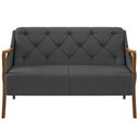Ver imagem 3 de Sofá 02 Lugares Para Sala De Estar Pés Em Madeira 135 cm Coral M03 Linho Chumbo - Lyam Decor