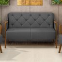 Ver imagem 2 de Sofá 02 Lugares Para Sala De Estar Pés Em Madeira 135 cm Coral M03 Linho Chumbo - Lyam Decor