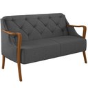 Ver imagem 1 de Sofá 02 Lugares Para Sala De Estar Pés Em Madeira 135 cm Coral M03 Linho Chumbo - Lyam Decor