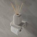 Ver imagem 3 de Kit 4 Acessórios para Banheiro Fixação Adesivo Bege Porta Shampoo Toalheiro Papeleira Tampa Eleve