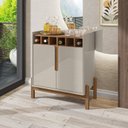 Ver imagem 1 de Adega Bar com 2 Portas 75x79cm Lizz Bege/Off White/Cedro