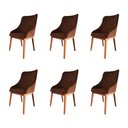 Ver imagem 2 de Kit 6 Cadeiras de Jantar Estofada Elisa Anatômica Couro Pu Caramelo Base Madeira Maciça Mel
