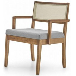 Poltrona Mh-3793 Herval Madeira Maciça com Palha Natural Estafado Linho Cinza C - 1