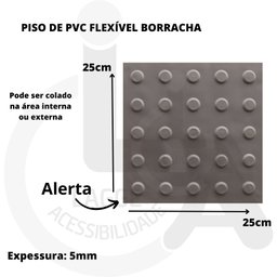 Kit 10 Pçs Piso Tátil Pvc 25x25 Alerta Cinza - 3