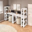 Ver imagem 6 de Conjunto com 2 Mesas Escrivaninhas com Estante e Licce 4 Prateleiras 120cm Branco